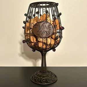 Dark Brown-Finished Steel Wine Cork Display in the shape of a Wine Glass!